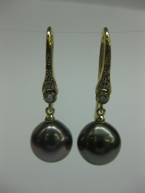 PENDIENTES DE ORO CON DIAMANTES Y PERLAS