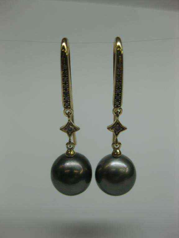 PENDIENTES DE ORO CON DIAMANTES Y PERLAS