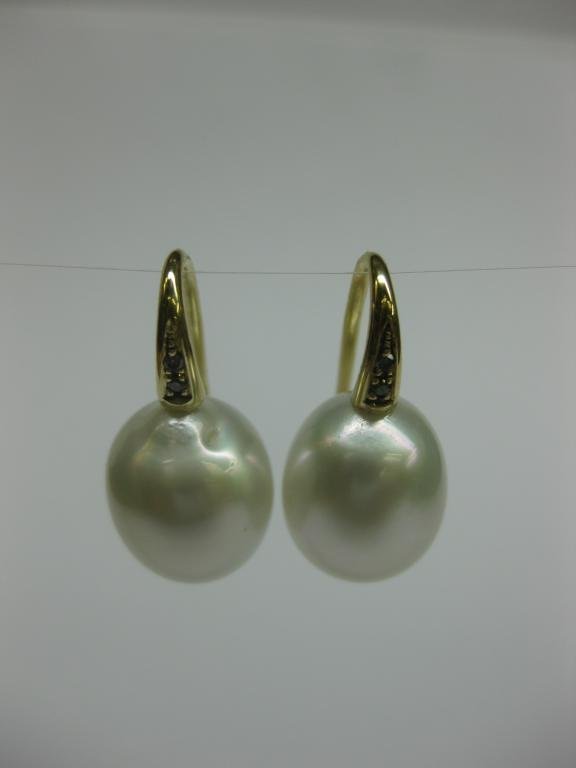 PENDIENTES DE ORO CON DIAMANTES Y PERLAS