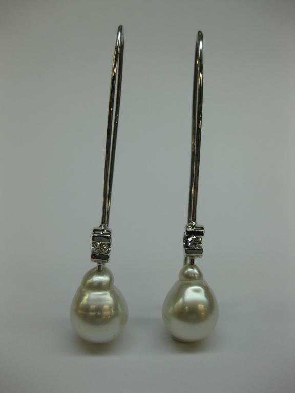 PENDIENTES DE ORO CON DIAMANTES Y PERLAS.GL5/1011B