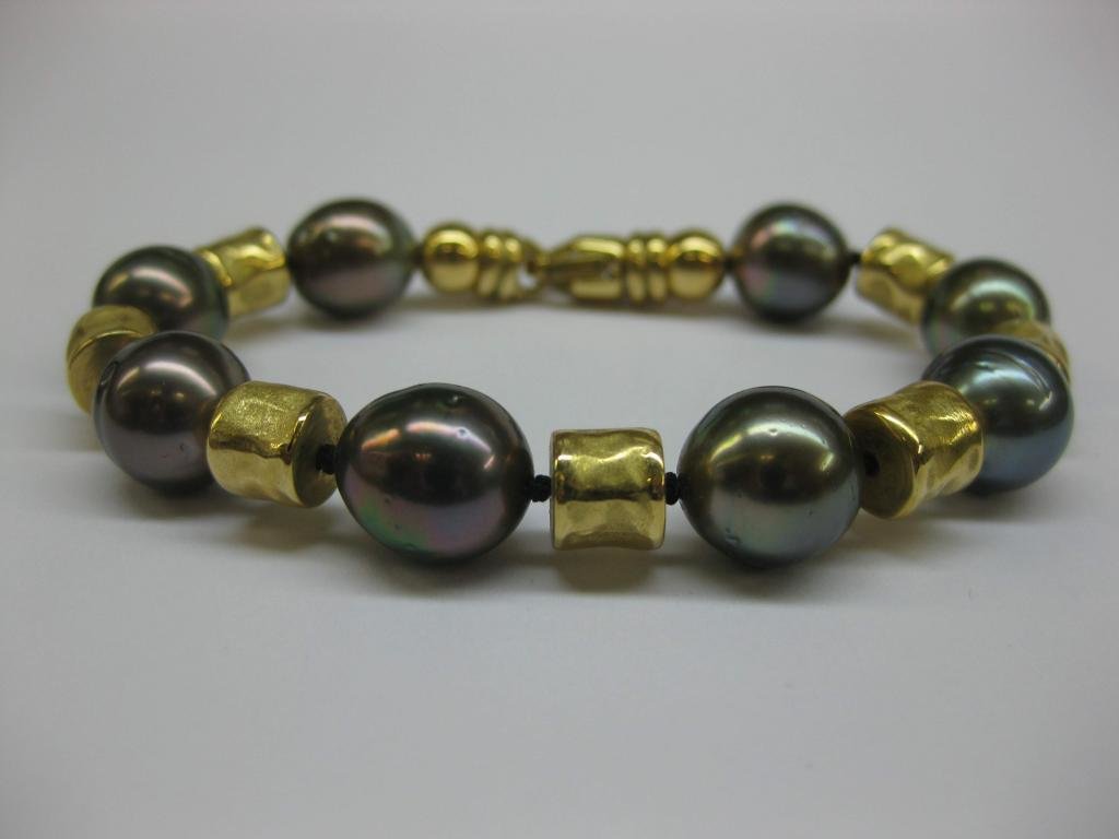 PULSERA DE ORO CON PERLAS TAHITÍ