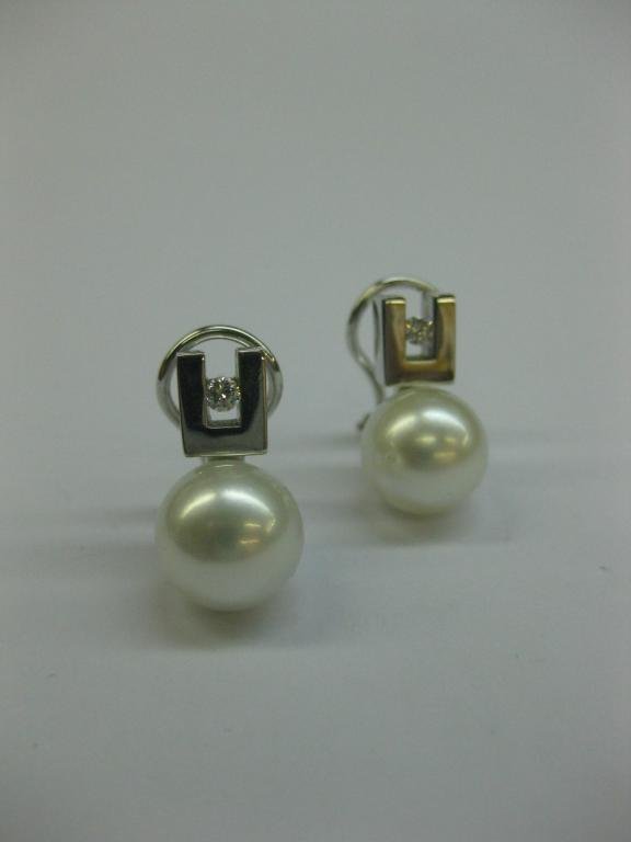 PENDIENTES DE ORO BLANCO Y PERLAS.TY03/11-12/0,14