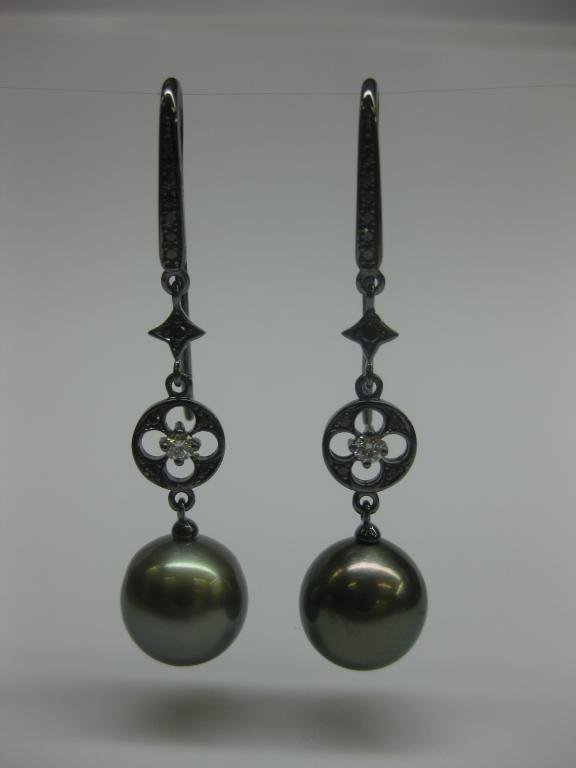 PENDIENTES DE ORO CON DIAMANTES Y PERLAS