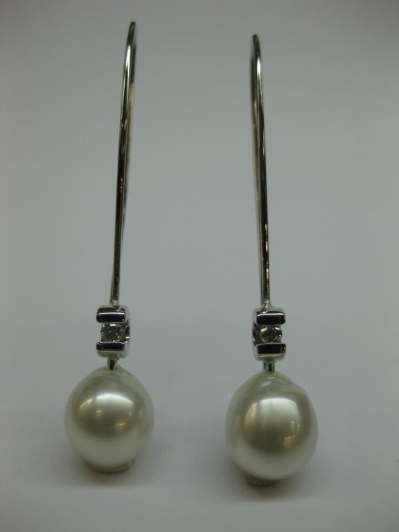 PENDIENTES DE ORO CON DIAMANTES Y PERLAS.GL5/1011A