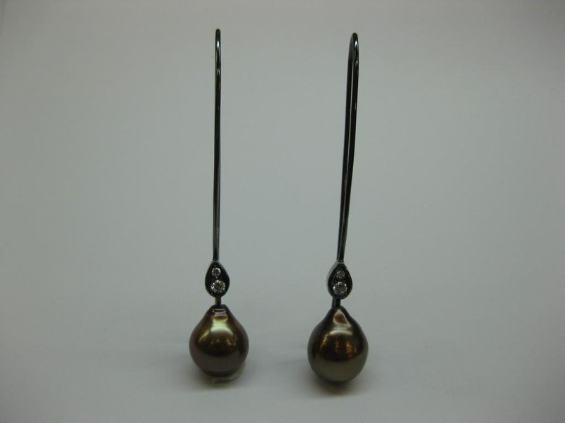 PENDIENTES DE ORO CON DIAMANTES Y PERLAS