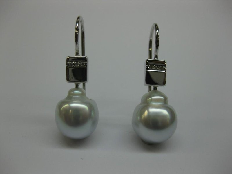 PENDIENTES DE ORO CON DIAMANTES Y PERLAS.GC10/1112B