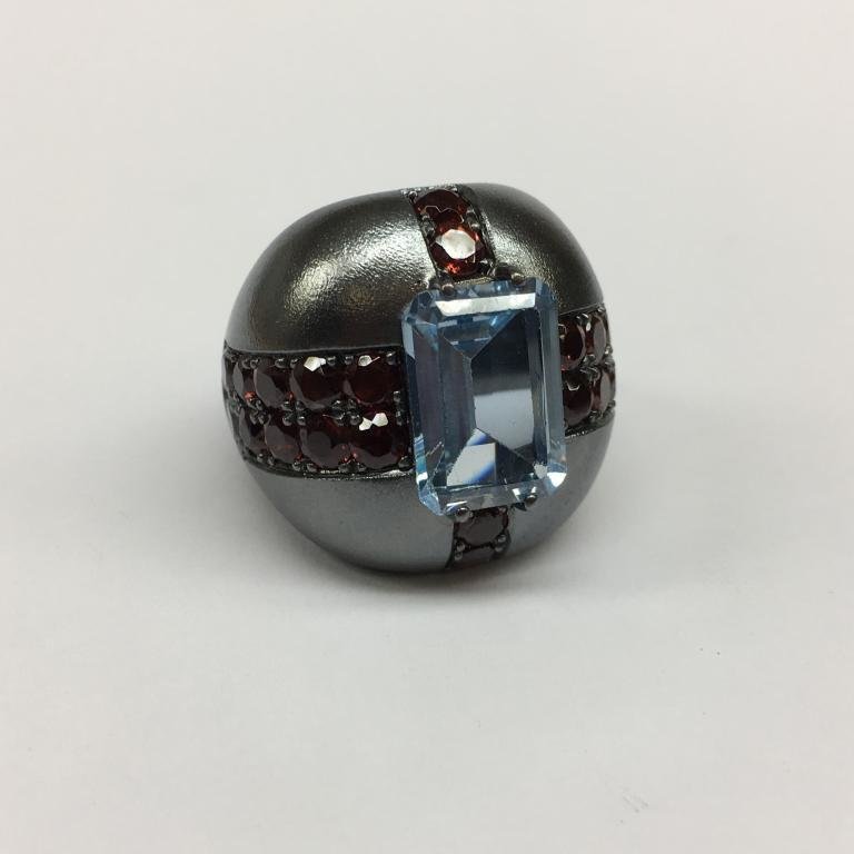 ANILLO DE PLATA  CON AGUAMARINA