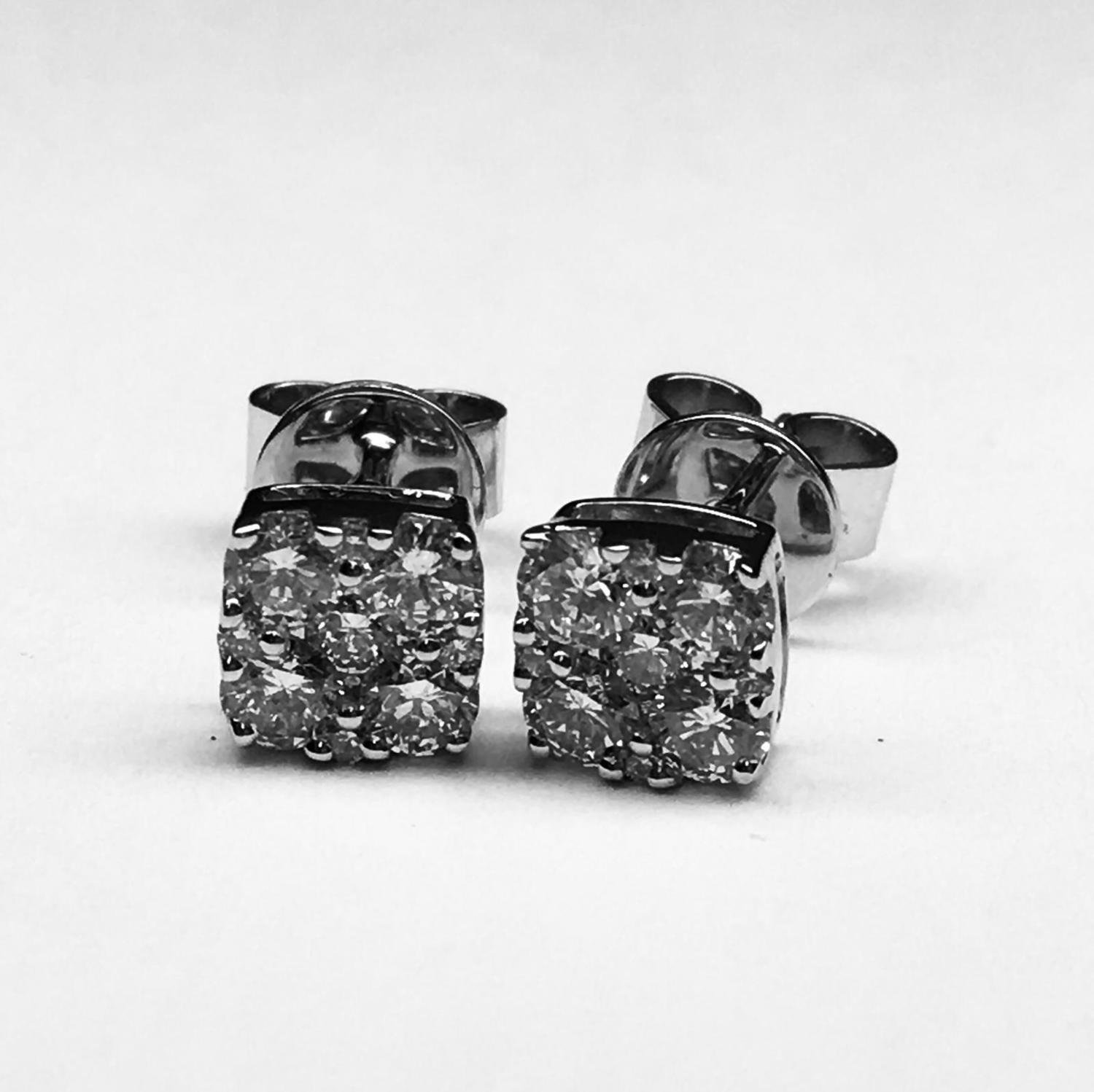 PENDIENTES DE ORO BLANCO Y DIAMANTES P1517
