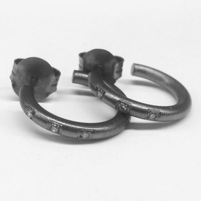 PENDIENTES CRIOLLAS DE PLATA Y DIAMANTES C.BERLÍN.AG.47