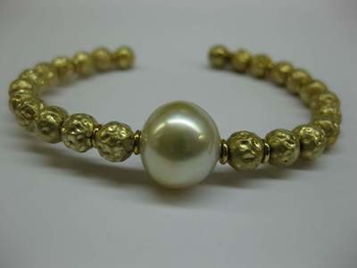PULSERA DE ORO AMARILLO Y PERLA AUSTRALIANA  PU-40456GOL