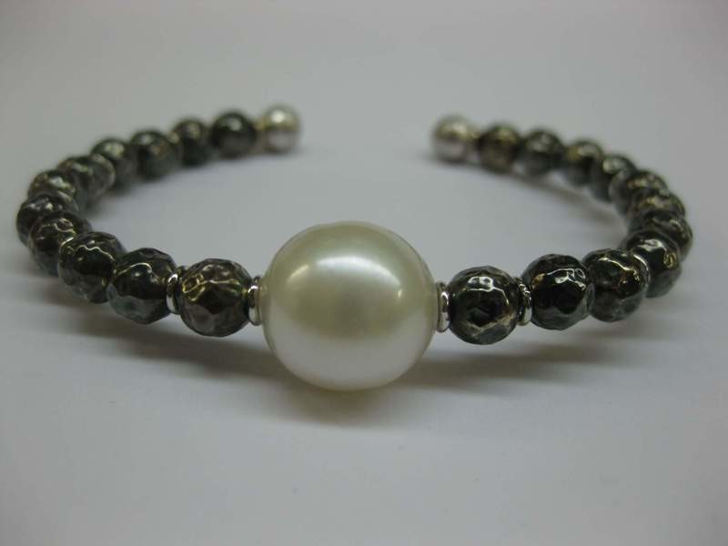 PULSERA DE ORO BLANCO/RODIO NEGRO CON AUSTRALIANA PU-40456AUS
