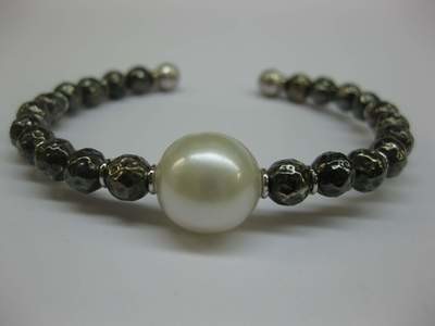 PULSERA DE ORO BLANCO/RODIO NEGRO CON AUSTRALIANA PU-40456AUS