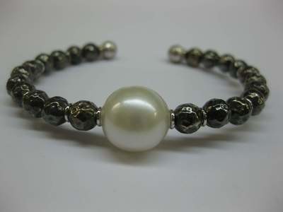 PULSERA DE ORO BLANCO/RODIO NEGRO CON AUSTRALIANA PU-40456AUS