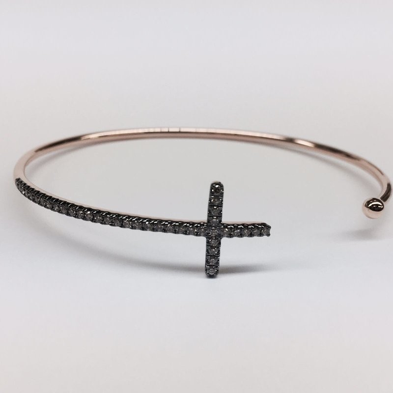 PULSERA RÍGIDA DE ORO ROSA CON DIAMANTES BROWN VB25355DB