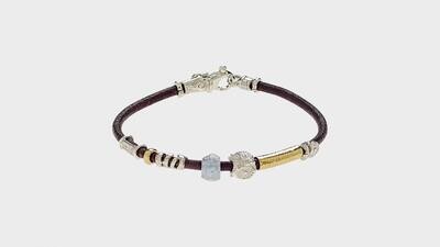 PULSERA MISANI EN ORO AMARILLO, PLATA Y AGUAMARINA. B2017AQ