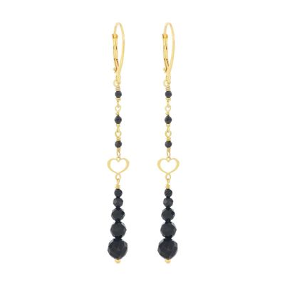 PENDIENTES DE PLATA  Y ESPINELAS NEGRAS. OROND12RMSF
