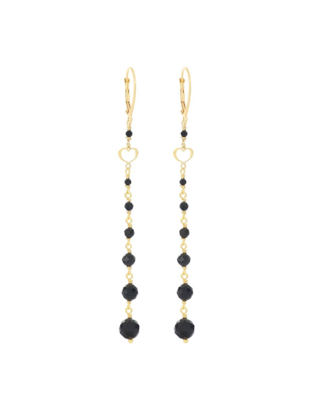 PENDIENTES DE PLATA  Y ESPINELAS NEGRAS. OROND12RMS
