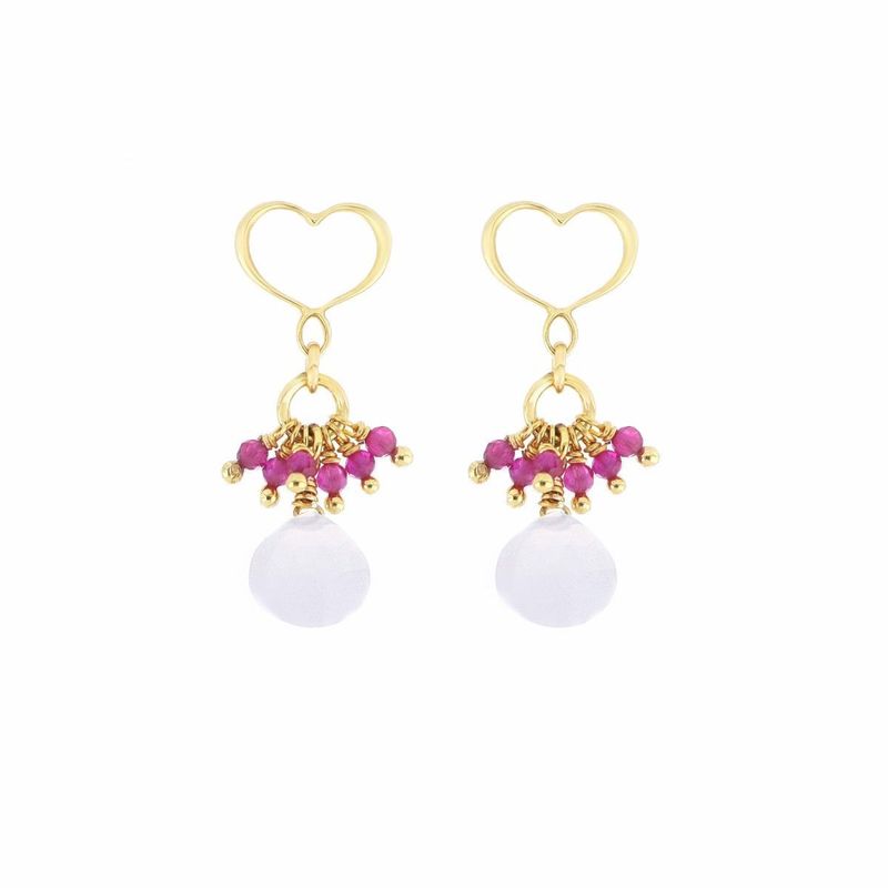 PENDIENTES DE PLATA , CALCEDONIAS Y RUBELITAS. ORGCC4MSCA