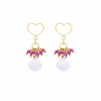 PENDIENTES DE PLATA , CALCEDONIAS Y RUBELITAS. ORGCC4MSCA