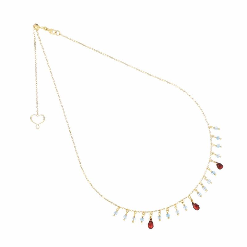 COLLAR DE PLATA, AGUAMARINAS Y GRANATES. GHFRAAM3GR