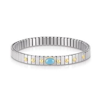 PULSERA EXTENSION ACERO,ORO Y TURQUESA. 042103