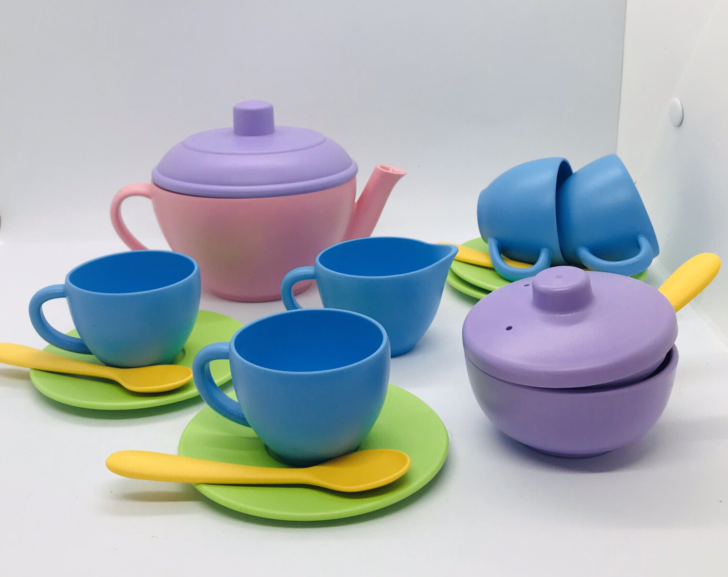 Green Toys Recycled Plastic Tea Set Pink suitable from age 2 up