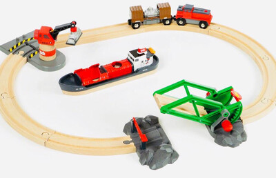 Brio Wooden Cargo Harbour Train Set