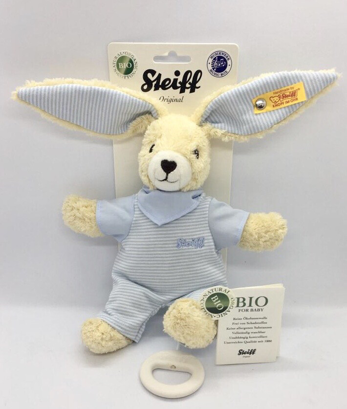Steiff Baby Hoppel Musical Rabbit Blue