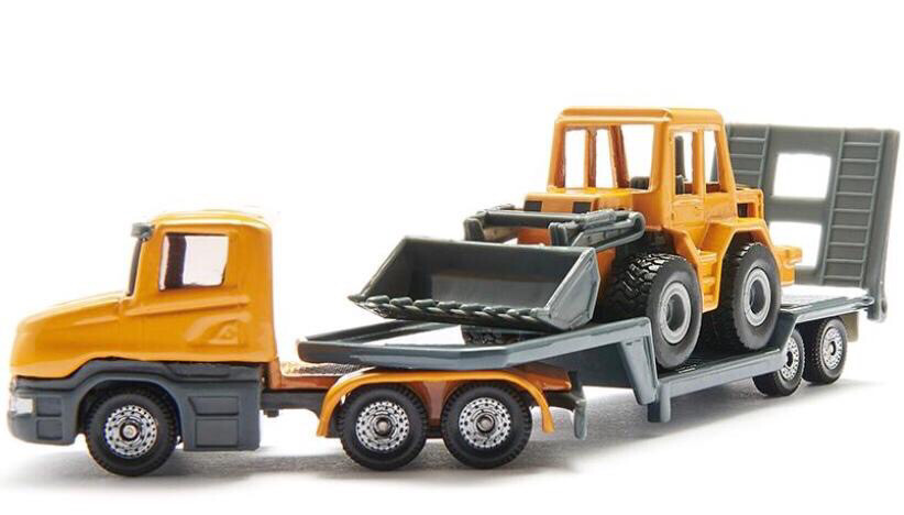 Siku Diecast Low Loader Truck With Front Loader 1616