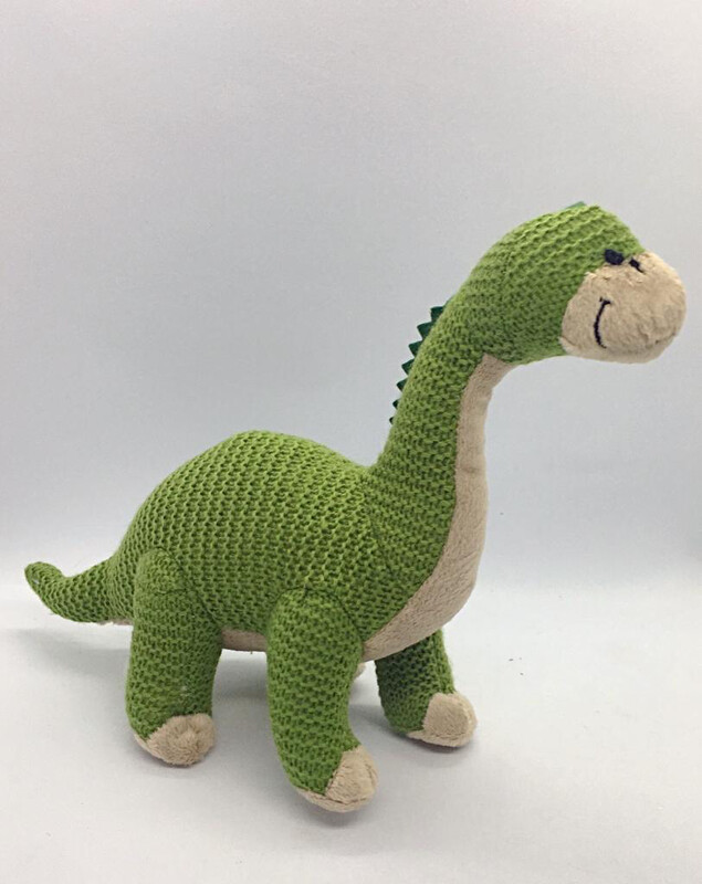 Wilberry Knitted Green Dinosaur Soft Toy
