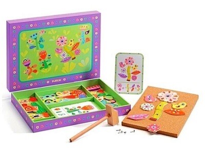 Djeco Tap Tap Garden Pin Art Game with Wooden Hammer