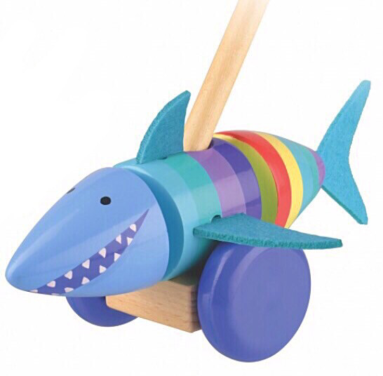 Wooden Push Along Shark In Box from Orange Tree