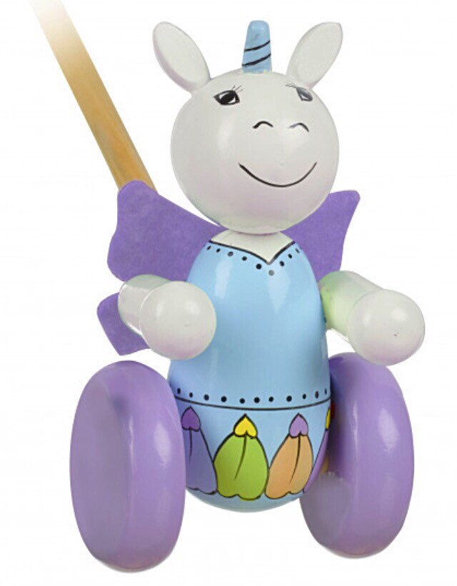 Wooden Push Along Unicorn in a Box from Orange Tree