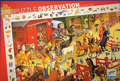 Djeco Horse Riding Jigsaw Puzzle Observation &amp; Poster 200 Pieces