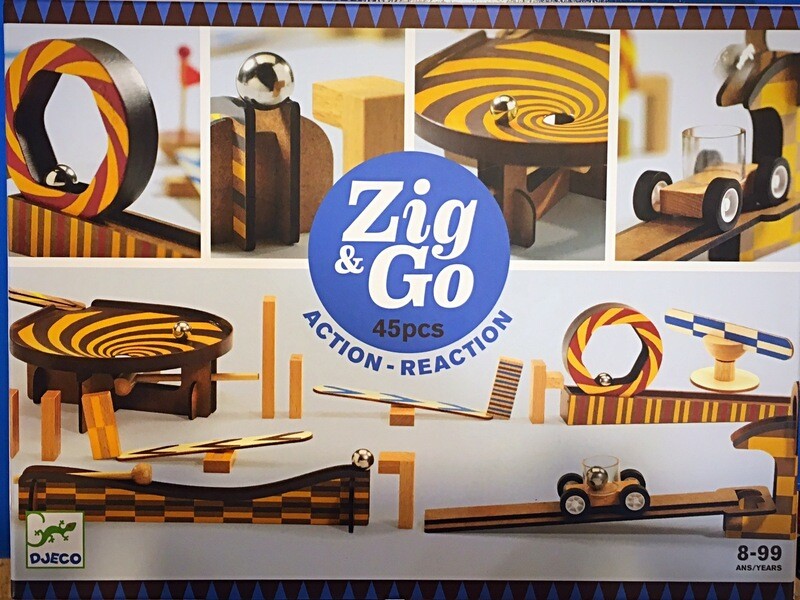 Djeco Zig &amp; Go Wroom 45 Piece Action Reaction Wooden Marble Run