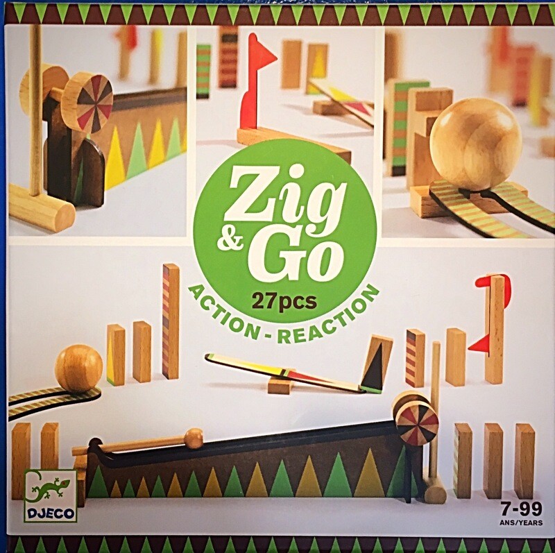 Djeco Zig &amp; Go Ball 27 Piece Action Reaction Wooden Marble Run Big Ball