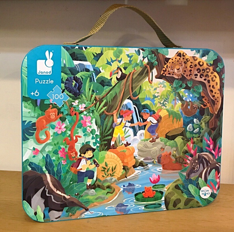 Janod In The Jungle 100 Piece Jigsaw Puzzle With Poster In A Carry Case
