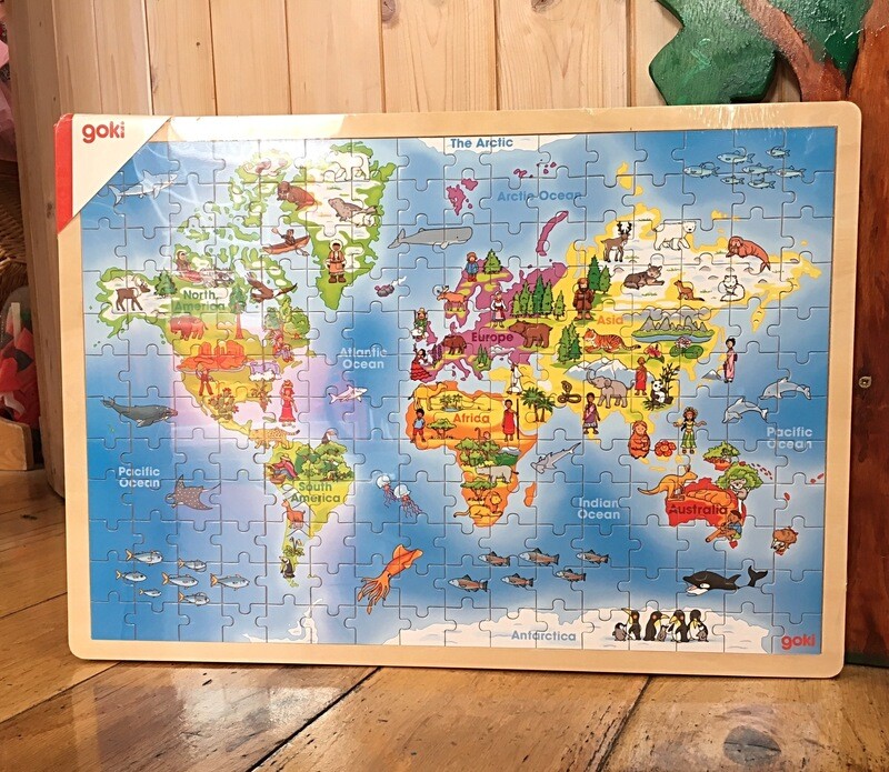 Goki 192 Piece Wooden Jigsaw Puzzle Animals of The World 