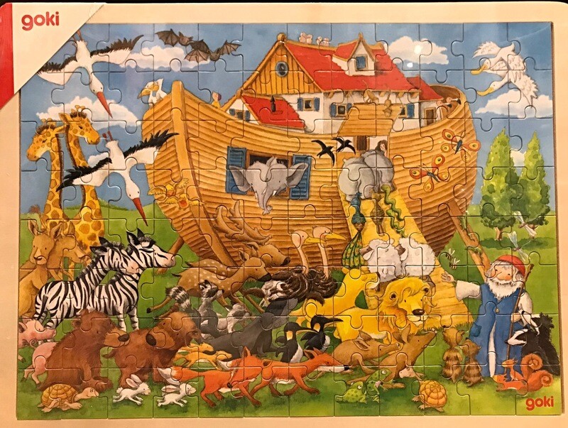 Goki Noah’s Ark Wooden Jigsaw Puzzle In Tray 96 Pieces