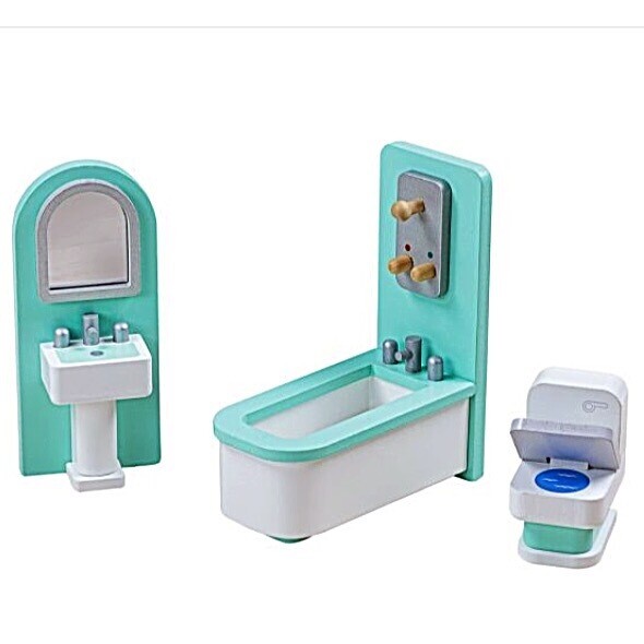 Bathroom Wooden Doll House Furniture Set
