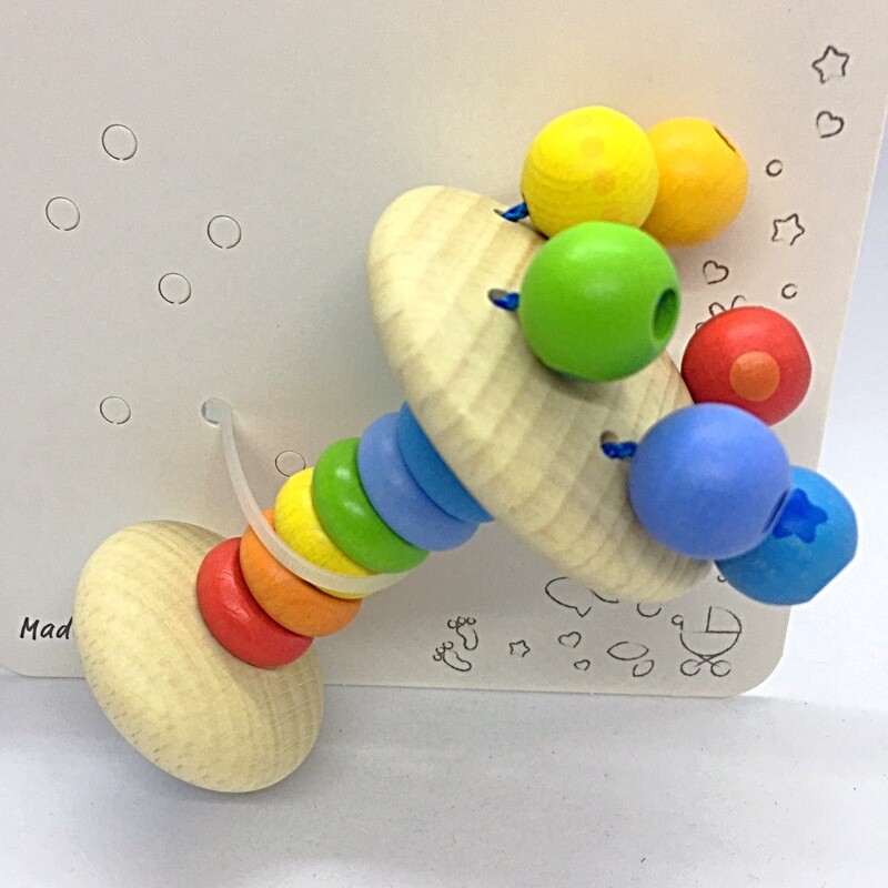 Heimess Wooden Baby Teething Rattle Rainbow