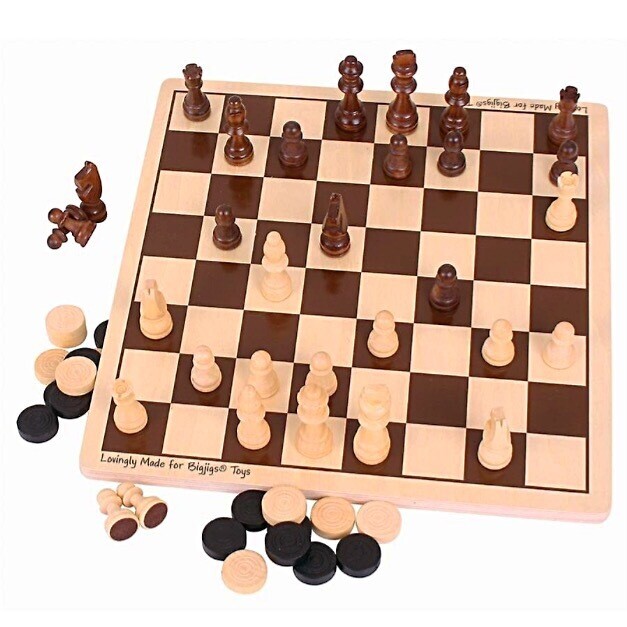 Chess and Draught Wooden Set from Bigjig