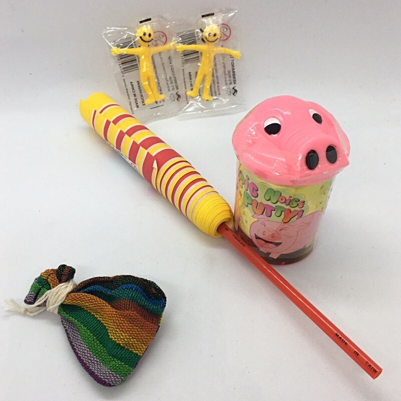 Pocket Money Collection Worry Dolls, Noisy Putty, Paper Sword And 2 Stretchy Men