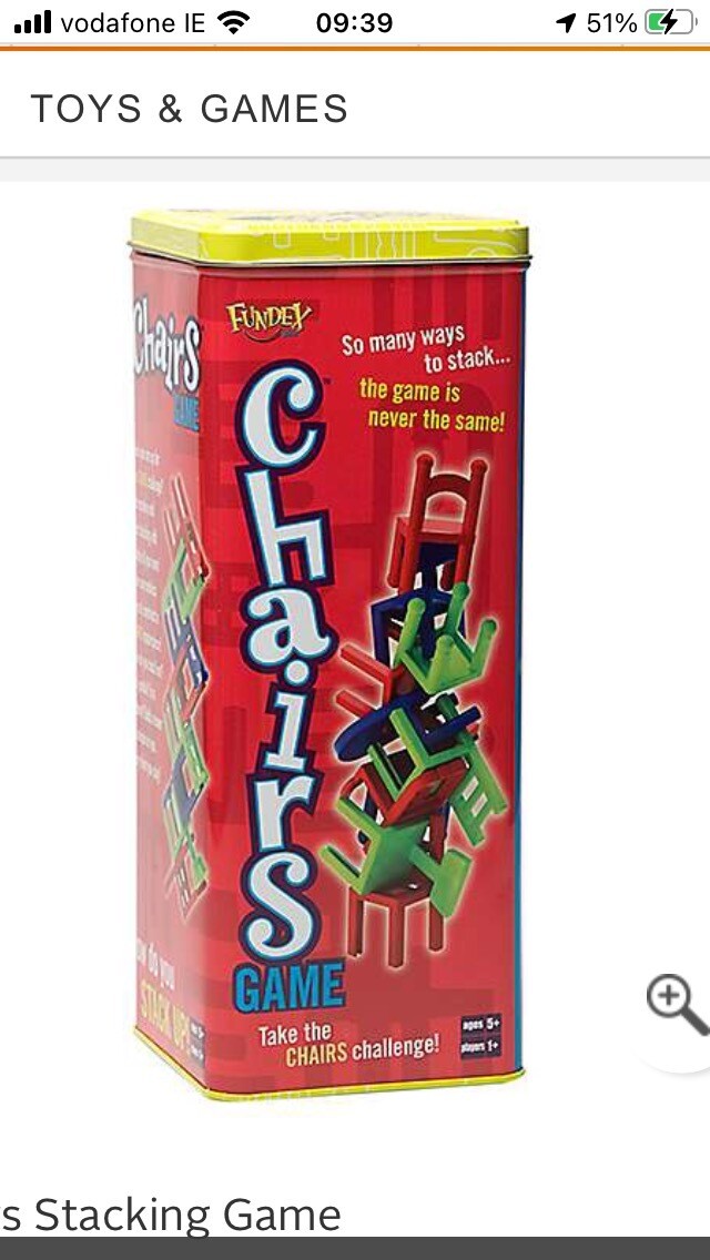 Chairs Stacking Game In a Tin Box