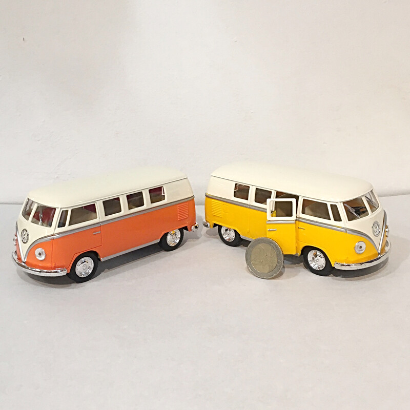 A Volkswagen Micro Bus Pull Back Die Cast Model Orange Or Yellow