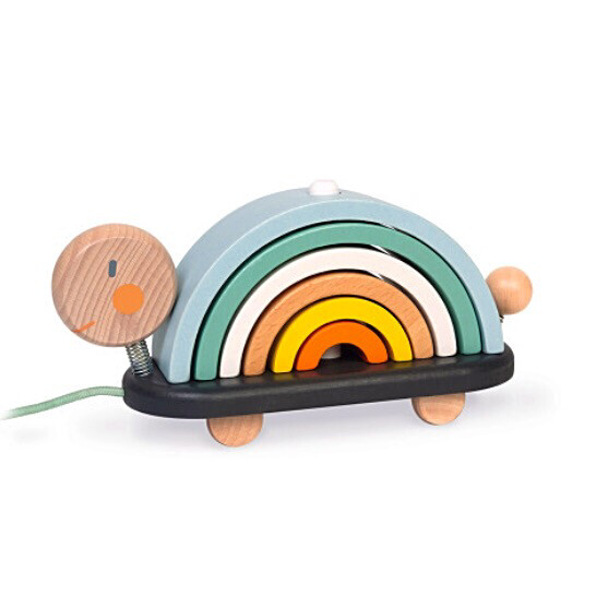 Janod Sweet Cocoon Rainbow Turtle Wooden Pull along Toy