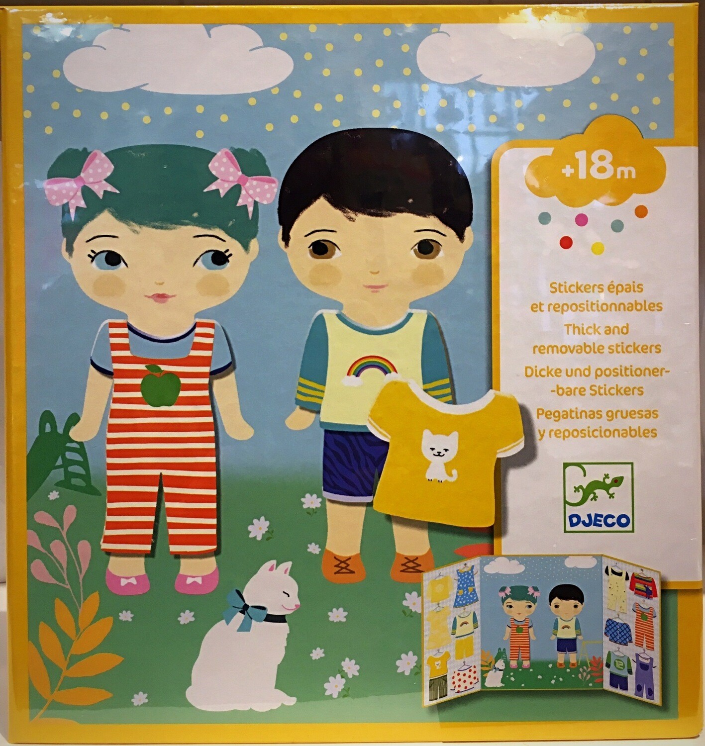 Djeco Thick Reusable Dressing Stickers with Background for Toddlers