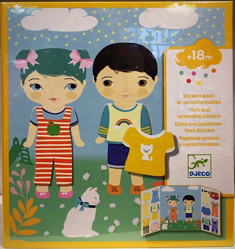 Djeco Thick Reusable Dressing Stickers with Background for Toddlers