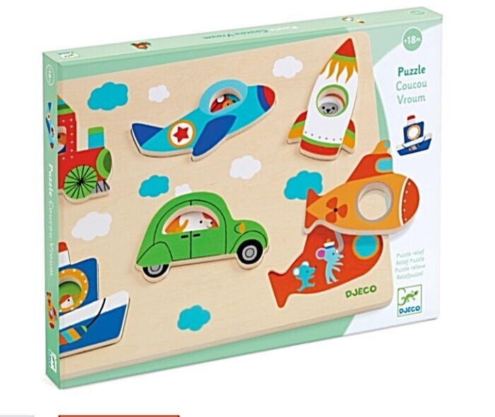 Djeco Wooden Vehicle Puzzle for Toddlers