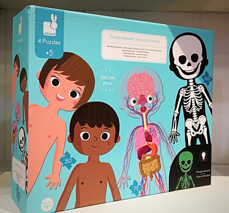 Janod 4 Educational Puzzles The Human Body with Glow In The Dark Parts